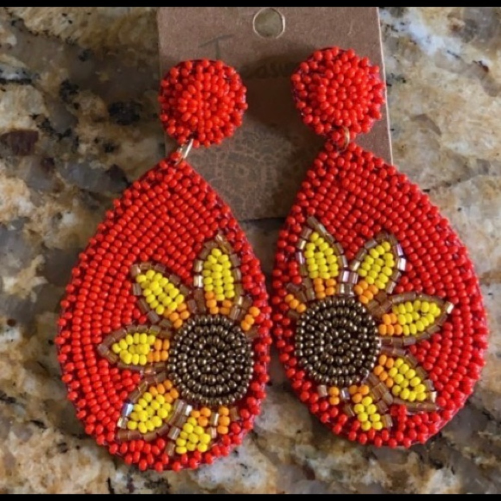 Red Sunflower Earrings